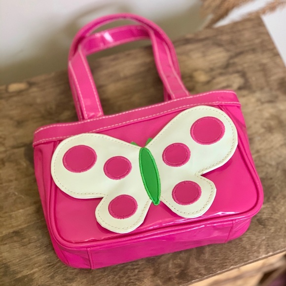 Dolls Kill Handbags - Dolls Kill Vintage Vinyl Pink Butterfly Mini Purse